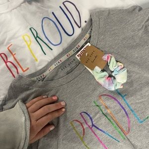 Update: Rae dunn (2) tshirt bundle with (2) new tie dye scrunchies left